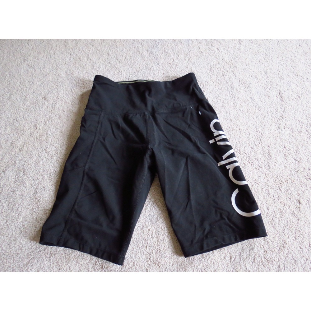 Calvin Klein Performance Women Black Stretch Athletic Shorts Small Logo k1224